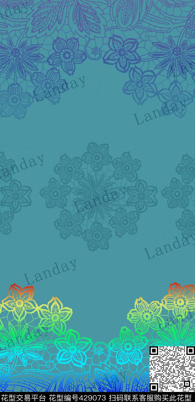 魅力线描花 - 429073 - 现代时尚 线描花卉 高清分色 - 传统印花花型 － 床品花型设计 － 瓦栏