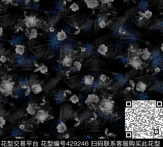 暗花个性抽象隐约男装数码印花 - 429246 - 暗花 抽象花卉 个性男装 - 数码印花花型 － 女装花型设计 － 瓦栏