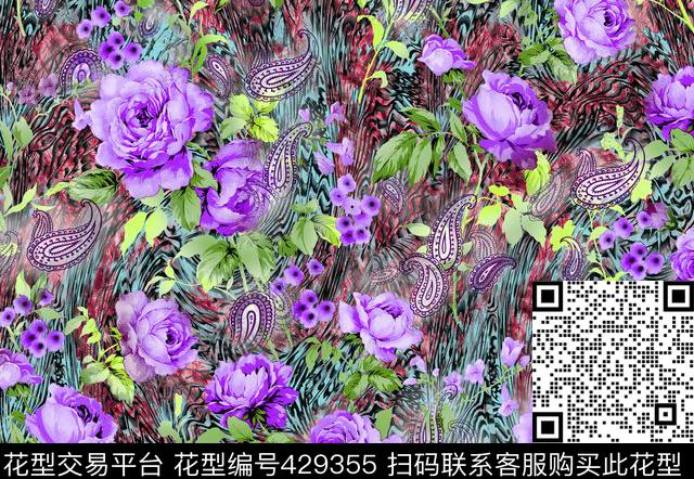 时尚面料花型   数码印花  流行花型 - 429355 - 时尚面料花型   数码印花  流行花型 - 数码印花花型 － 女装花型设计 － 瓦栏