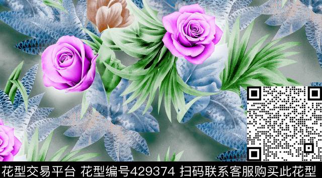 时尚面料花型   数码印花  流行花型 - 429374 - 时尚面料花型   数码印花  流行花型 - 数码印花花型 － 女装花型设计 － 瓦栏