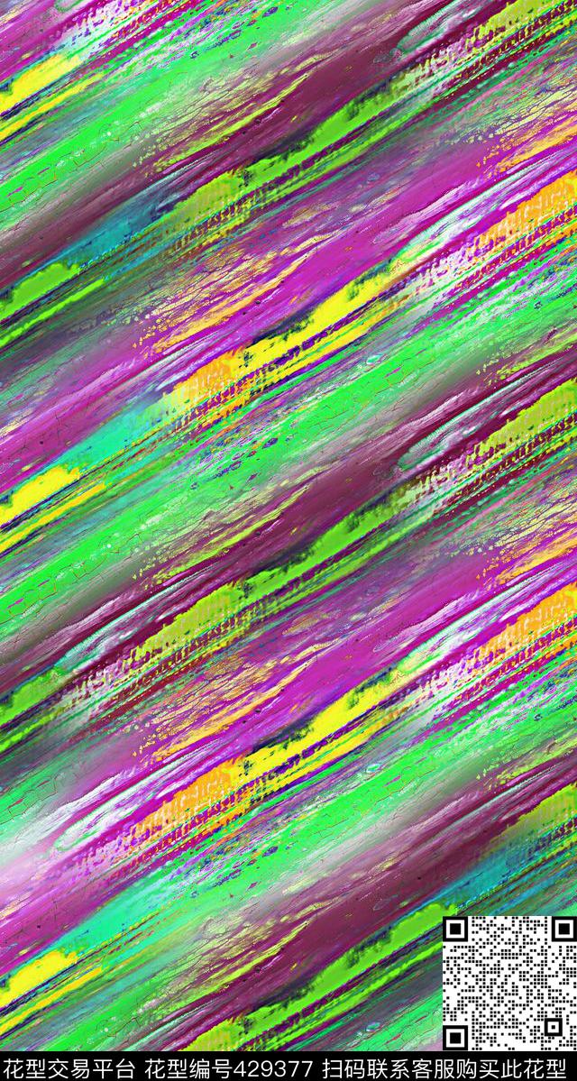 色彩斜纹油画笔触机理 创意服装  - 429377 - 色彩 斜纹 油画 - 数码印花花型 － 女装花型设计 － 瓦栏