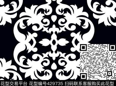 中国风图案 - 429735 - 古朴 花卉 抽象 - 数码印花花型 － 床品花型设计 － 瓦栏