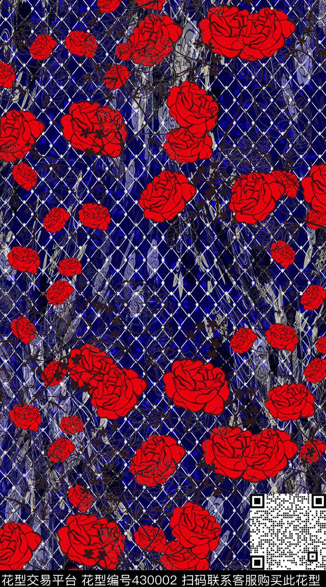 时尚民族花卉系列2 - 430002 - 名族风 花卉 流行 - 数码印花花型 － 女装花型设计 － 瓦栏