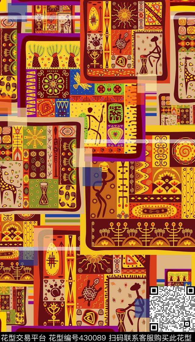  异域民族 民族风  - 430089 - 异域民族 民族风 画稿 - 传统印花花型 － 女装花型设计 － 瓦栏