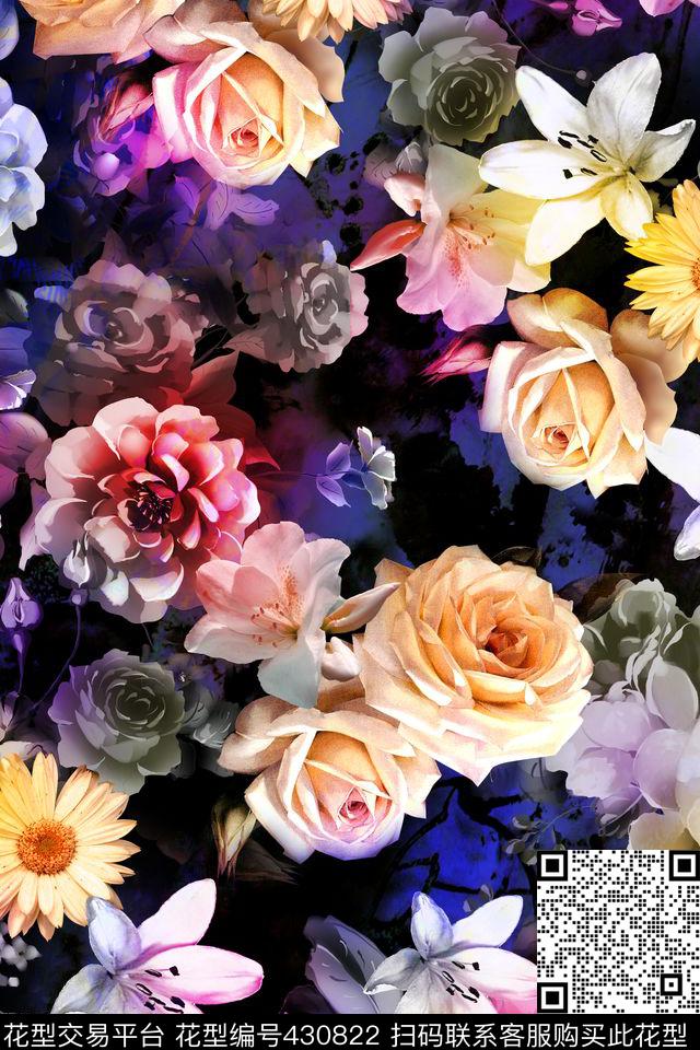 花 - 430822 - 时尚 流行 花卉 - 数码印花花型 － 女装花型设计 － 瓦栏