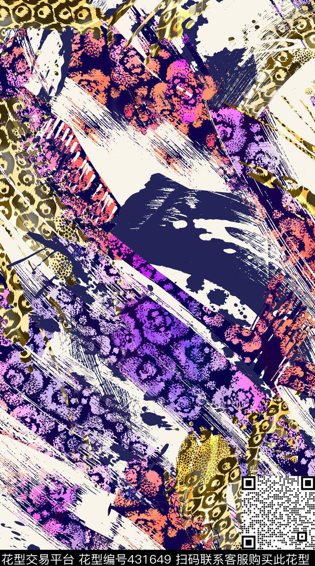 豹纹花 - 431649 - 动物 豹纹 豹纹 动物花纹 - 数码印花花型 － 女装花型设计 － 瓦栏
