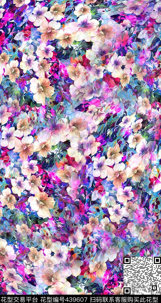 设计稿345 - 439607 - 数码花型 花卉 抽象 艺术 风格 抽象花型 - 数码印花花型 － 女装花型设计 － 瓦栏