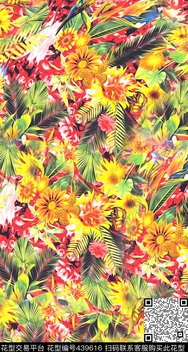 设计稿347 - 439616 - 数码花型 花卉 抽象 艺术风格 抽象花型 - 数码印花花型 － 女装花型设计 － 瓦栏