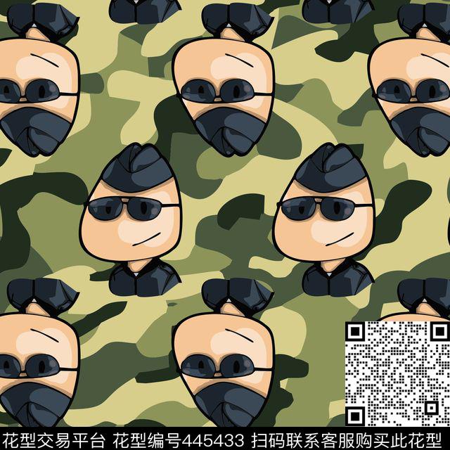 卡通士兵迷彩.cdr - 445433 - 军旅 卡通士兵 迷彩 - 数码印花花型 － 女装花型设计 － 瓦栏