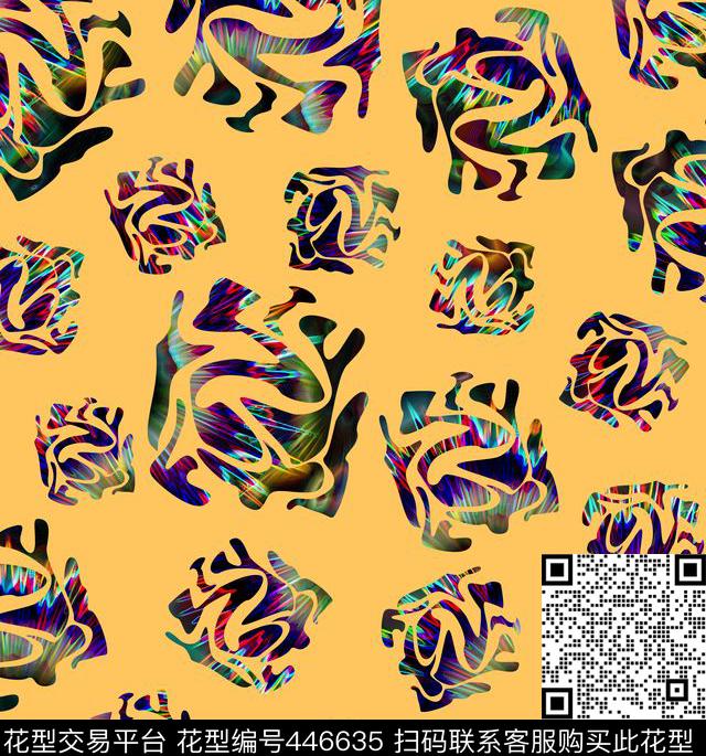 炫光肌理印花 - 446635 - 花卉 几何 流行时尚 - 数码印花花型 － 女装花型设计 － 瓦栏