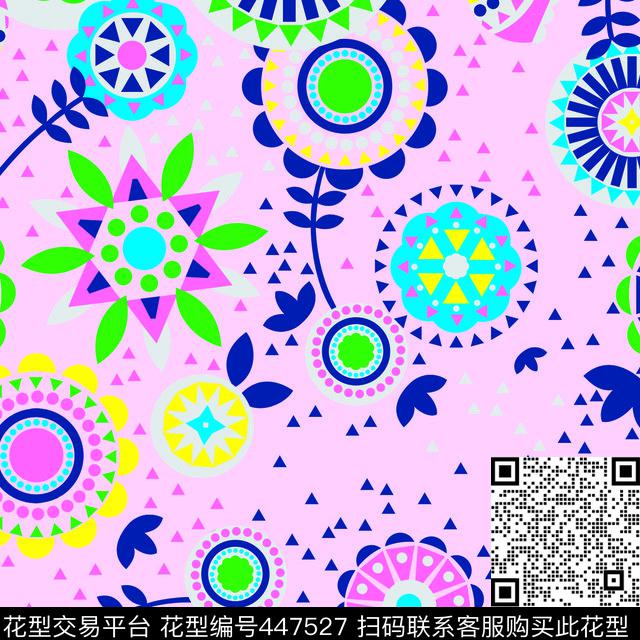 乱花 - 447527 - 花朵 乱花 形状 - 传统印花花型 － 女装花型设计 － 瓦栏