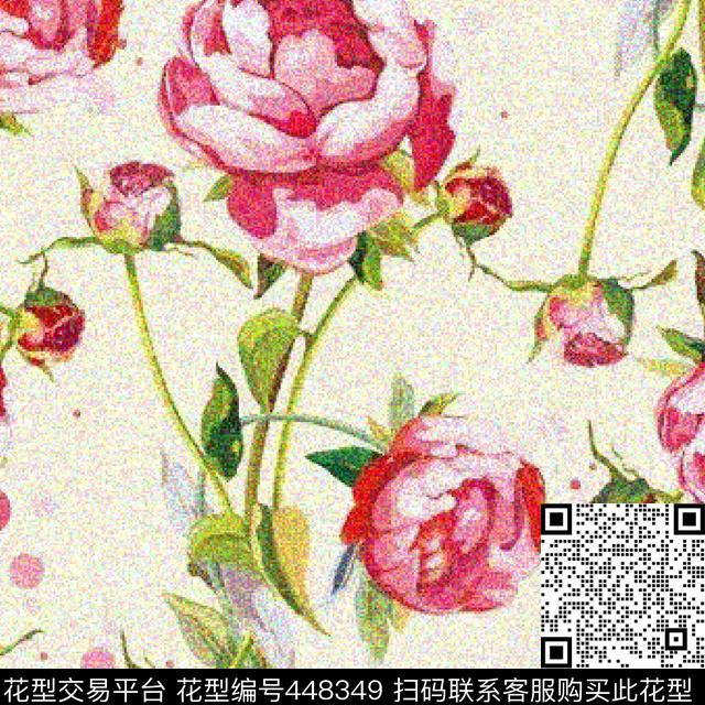 花朵 - 448349 - 羽毛 京剧 珠宝宝石 - 传统印花花型 － 女装花型设计 － 瓦栏