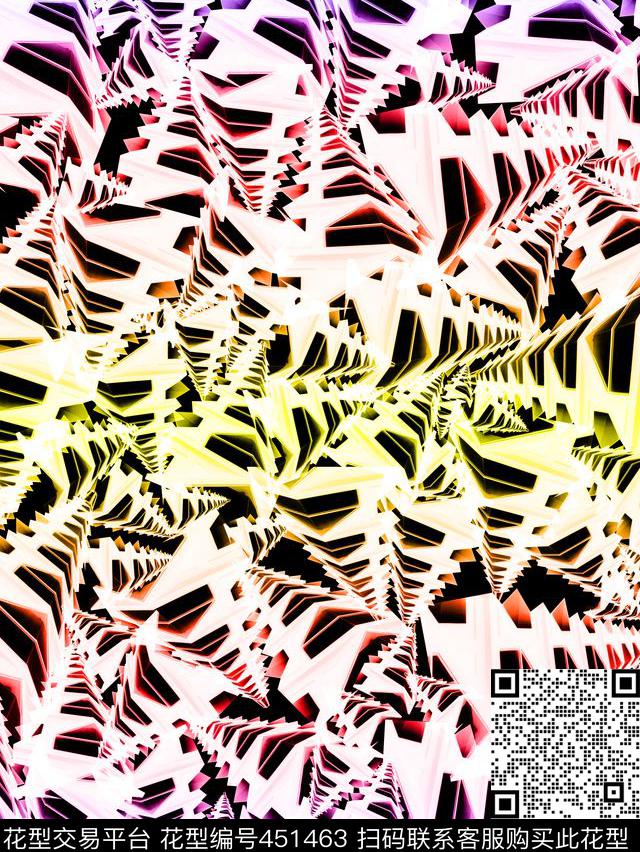 俏兔兔.jpg - 451463 - 抽象 几何 欧美 - 数码印花花型 － 女装花型设计 － 瓦栏