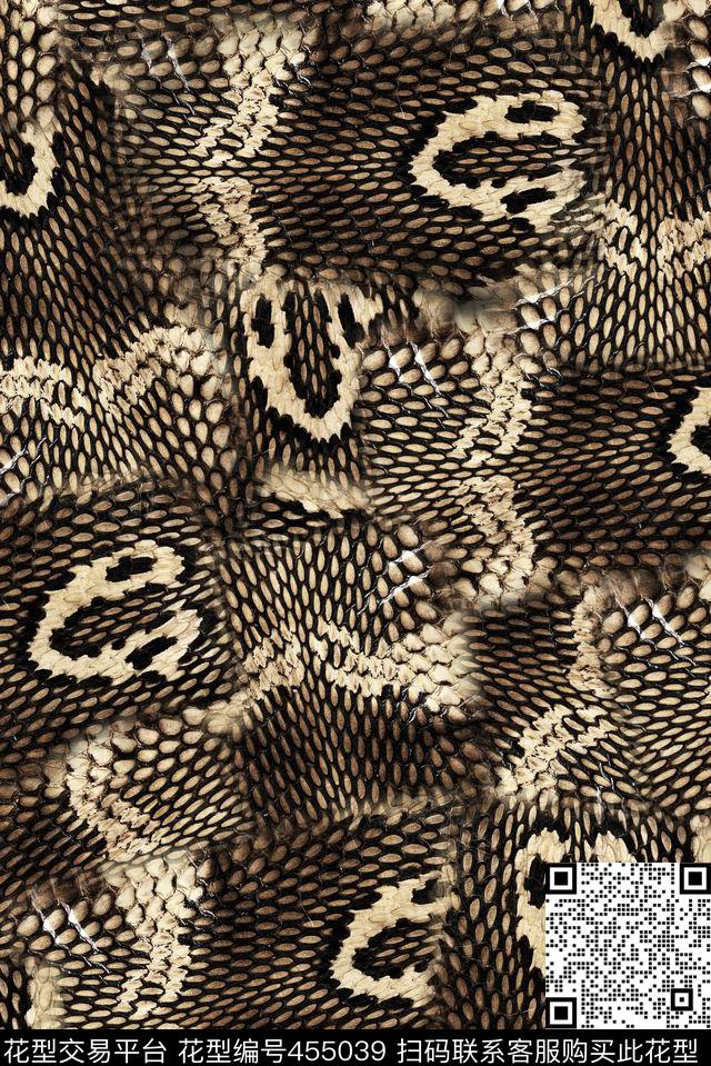 蛇皮花纹 - 455039 - 大牌时尚 眼镜蛇皮 潮流 - 数码印花花型 － 女装花型设计 － 瓦栏