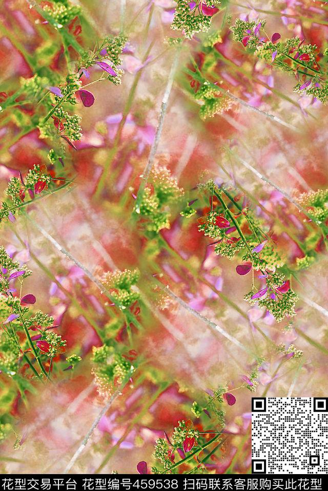 清晨 - 459538 - 花卉 朦胧 植物 - 数码印花花型 － 女装花型设计 － 瓦栏