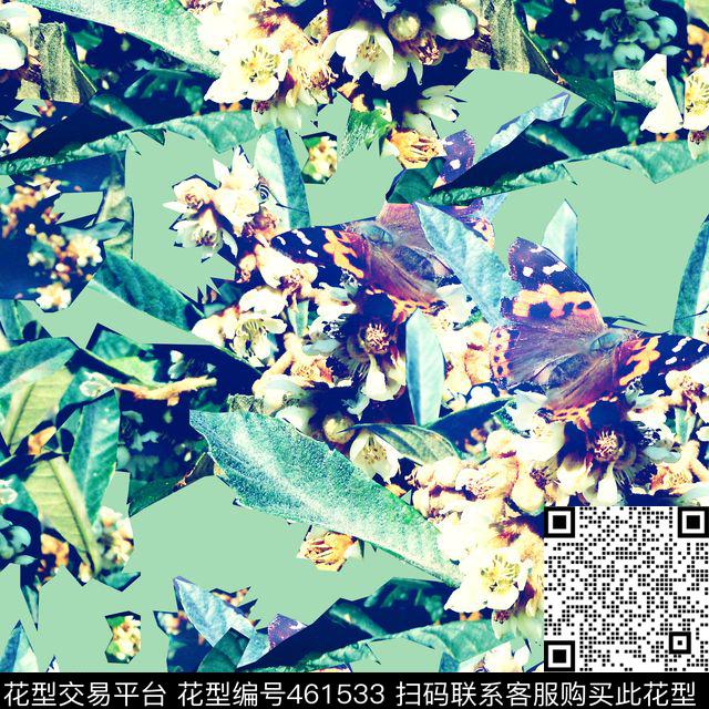 复古植物花卉潮流男装花型 - 461533 - 潮流 复古 花卉 - 数码印花花型 － 女装花型设计 － 瓦栏