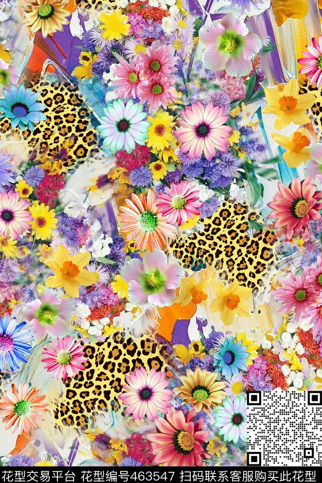 小豹纹花丛小花朵满版 - 463547 - 下载专区 - 数码印花花型 － 其他花型设计 － 瓦栏