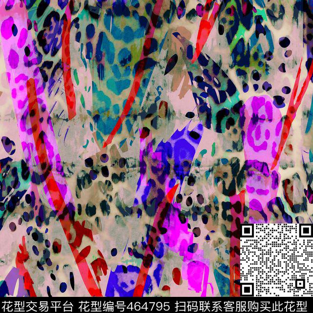 抽象豹纹印花图案 - 464795 - 豹纹图案 抽象图案 印花图案 - 数码印花花型 － 女装花型设计 － 瓦栏