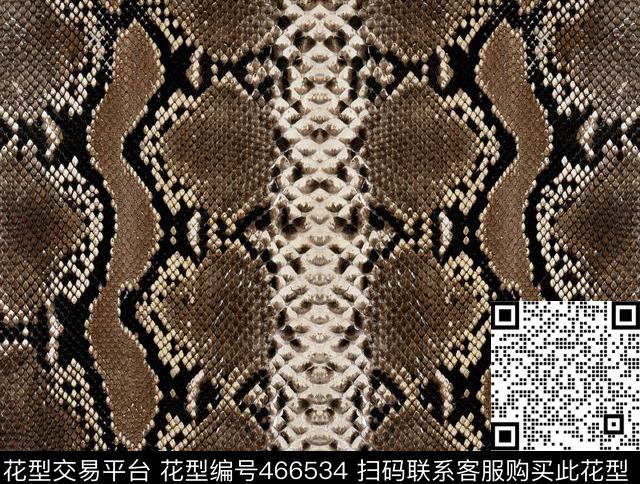 蛇纹 - 466534 - 动物皮毛 皮革印花 蛇纹 - 数码印花花型 － 女装花型设计 － 瓦栏