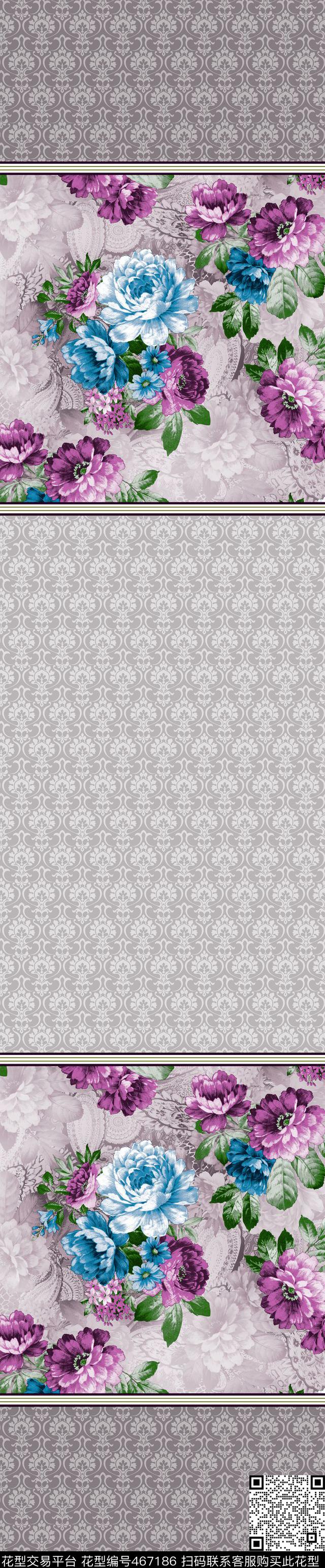 时尚窗帘花型 家纺花型 流行窗帘花型 - 467186 - 时尚窗帘花型 家纺花型 流行窗帘花型 - 传统印花花型 － 窗帘花型设计 － 瓦栏