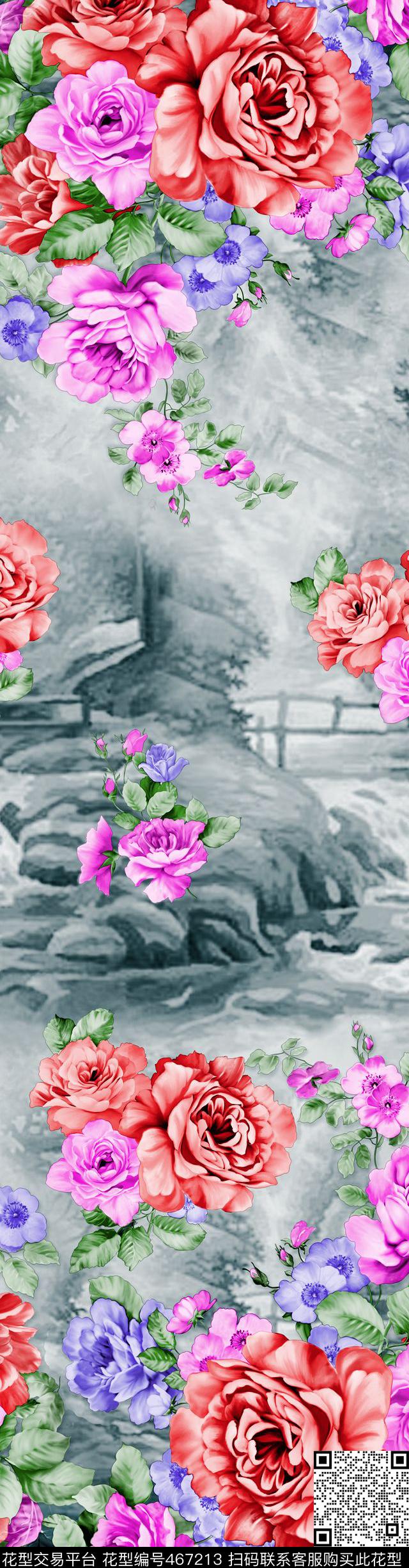 时尚窗帘花型 家纺花型 流行窗帘花型 - 467213 - 时尚窗帘花型 家纺花型 流行窗帘花型 - 传统印花花型 － 窗帘花型设计 － 瓦栏
