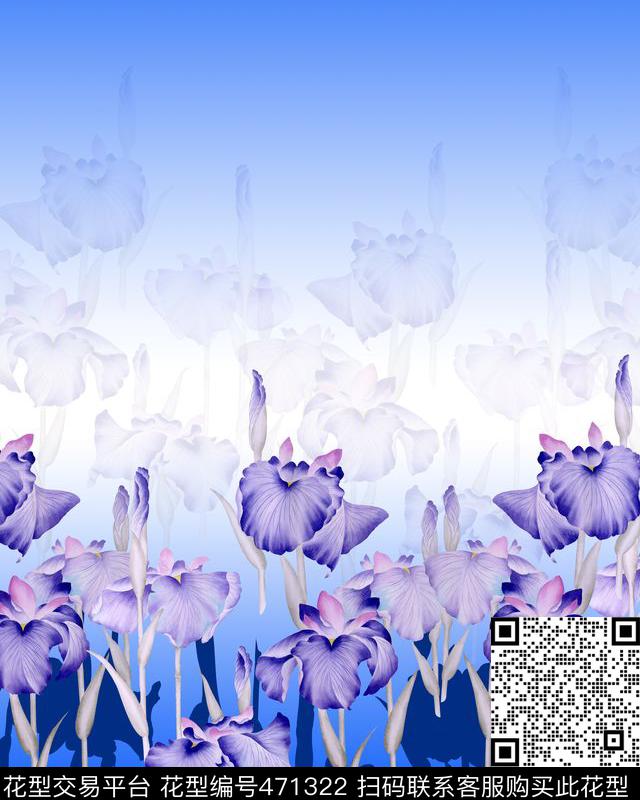 手绘定位大气花 - 471322 - 时尚 手绘 花 - 数码印花花型 － 女装花型设计 － 瓦栏