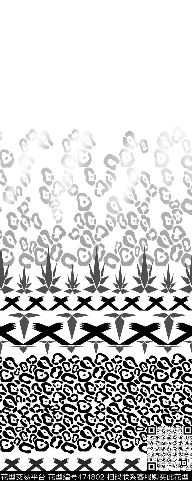 时尚 豹纹 几何 图案定位 - 474802 - 时尚 豹纹 几何 图案定位 女装 - 传统印花花型 － 女装花型设计 － 瓦栏