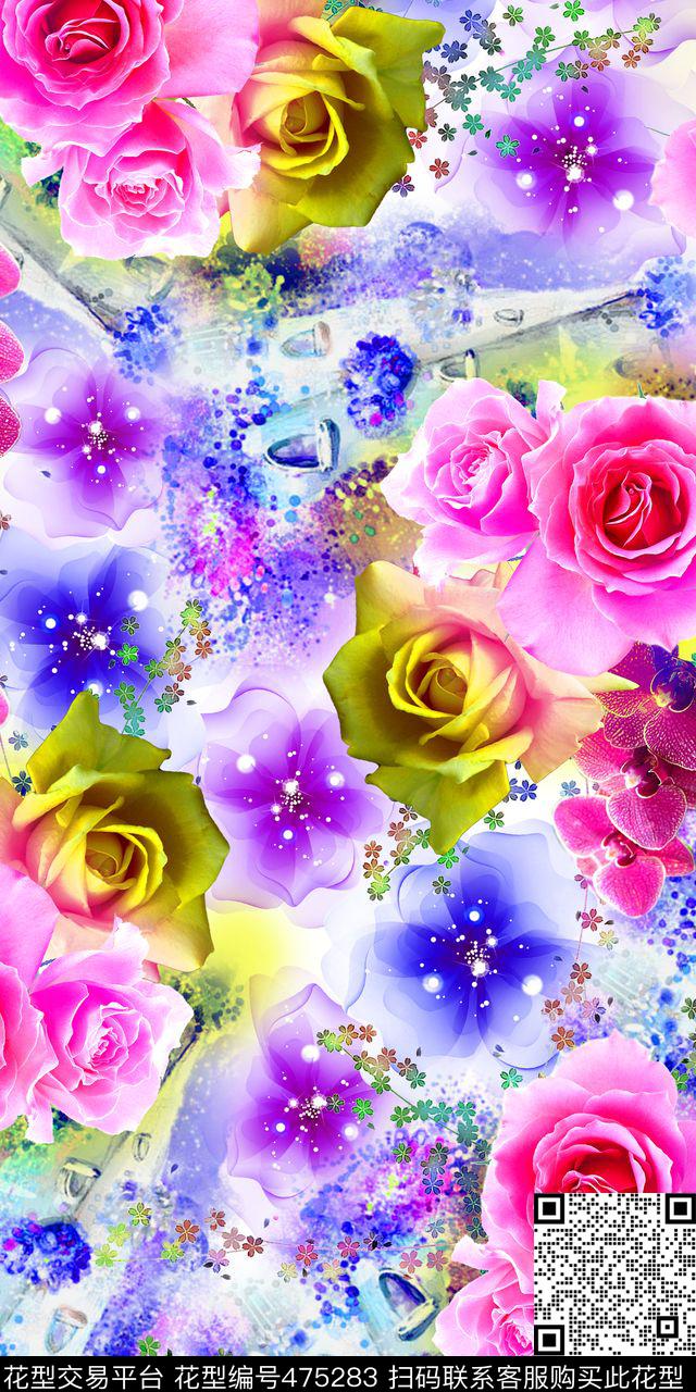 抽象底纹 小花 花卉 - 475283 - 抽象底纹 小花 花卉 女装 - 数码印花花型 － 女装花型设计 － 瓦栏