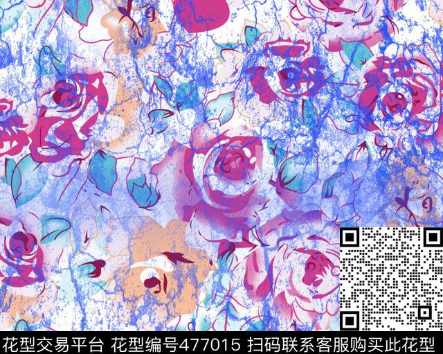 传统花型 - 477015 - 神秘 柔雅 华美 - 传统印花花型 － 女装花型设计 － 瓦栏