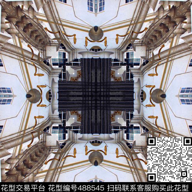魔幻都市 - 488545 - 抽象 对称 建筑 - 数码印花花型 － 床品花型设计 － 瓦栏