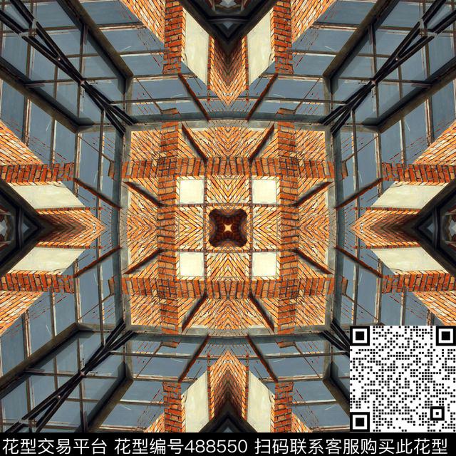 魔幻都市 - 488550 - 抽象 建筑 对称 - 数码印花花型 － 床品花型设计 － 瓦栏