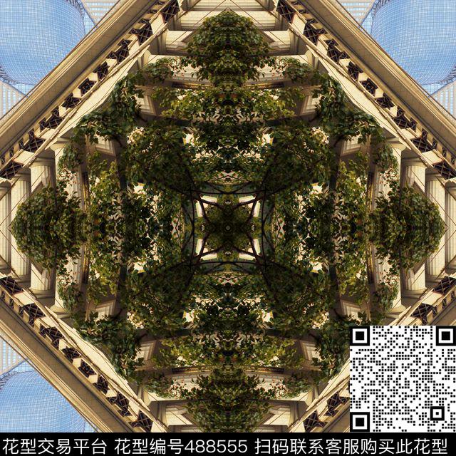 魔幻都市 - 488555 - 抽象 建筑 对称 - 数码印花花型 － 床品花型设计 － 瓦栏