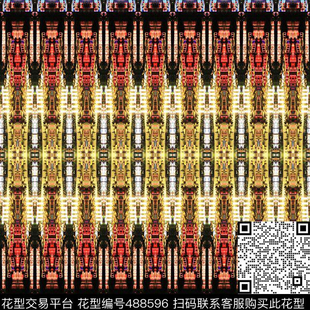 平行世界 - 488596 - 抽象 条状 重复 - 数码印花花型 － 女装花型设计 － 瓦栏