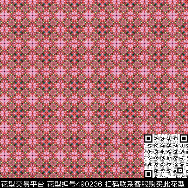 魔幻都市 - 490236 - 抽象 对称 红色 - 数码印花花型 － 床品花型设计 － 瓦栏
