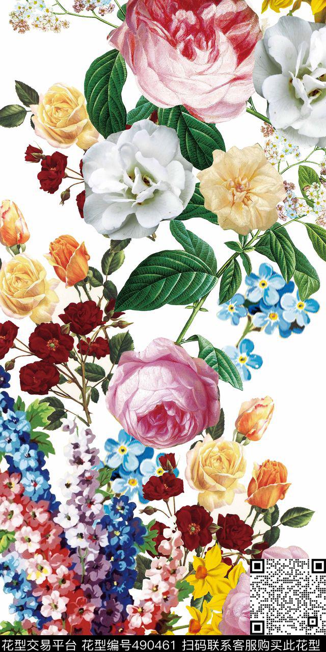复古潮流大牌D&G时尚印花 - 490461 - 花卉 潮流时尚 碎花 - 数码印花花型 － 其他花型设计 － 瓦栏