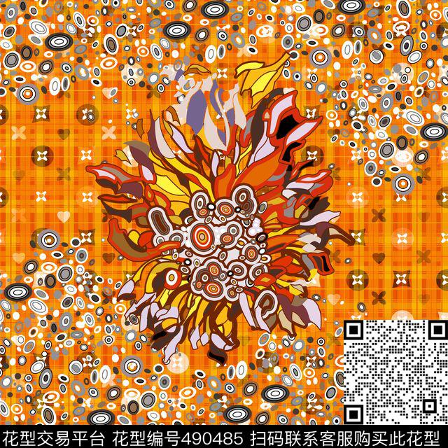 潮流大牌宝石碟风格印花 - 490485 - 几何 女装 手绘矢量波点 - 数码印花花型 － 其他花型设计 － 瓦栏