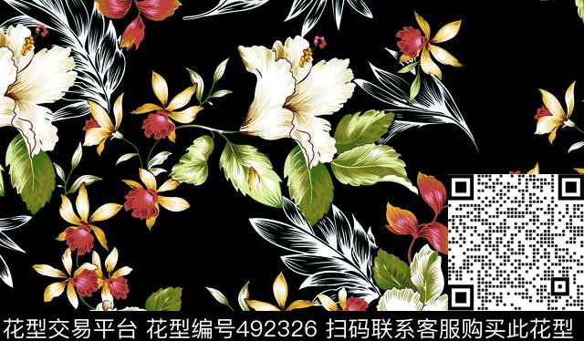 色块花 - 492326 - 复古 时尚  矢量 - 数码印花花型 － 女装花型设计 － 瓦栏
