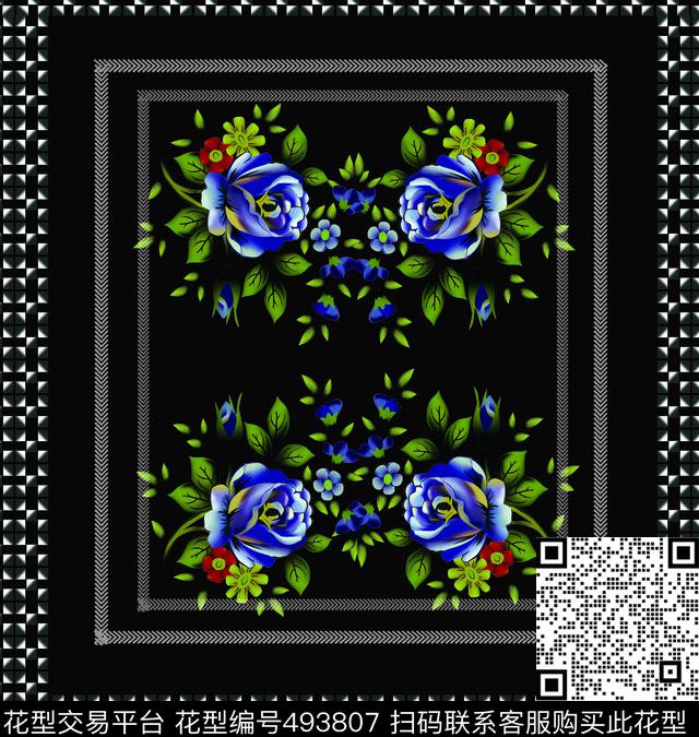 欧美  - 493807 - 欧美 几何  花纹 - 数码印花花型 － 女装花型设计 － 瓦栏