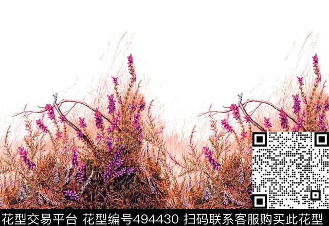 原创大牌植物杂草花卉 - 494430 - 原创 优雅 植物 - 数码印花花型 － 女装花型设计 － 瓦栏