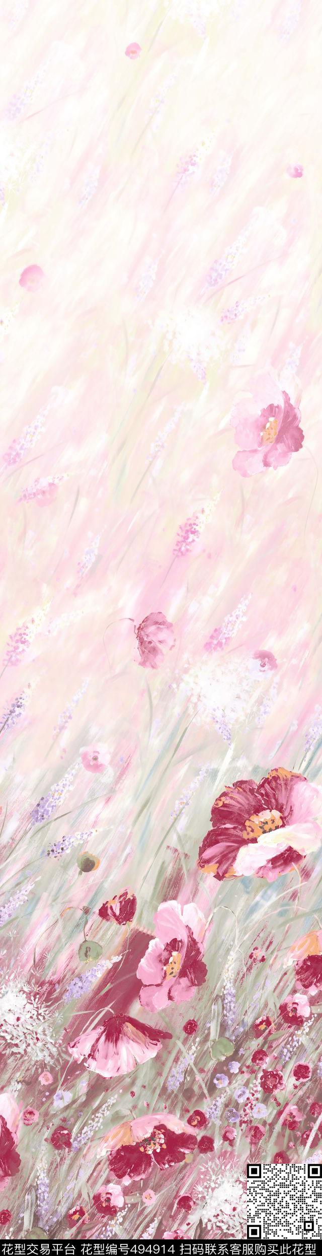 艺术家纺系列AB版 - 494914 - 抽象 花卉 时尚 - 数码印花花型 － 床品花型设计 － 瓦栏
