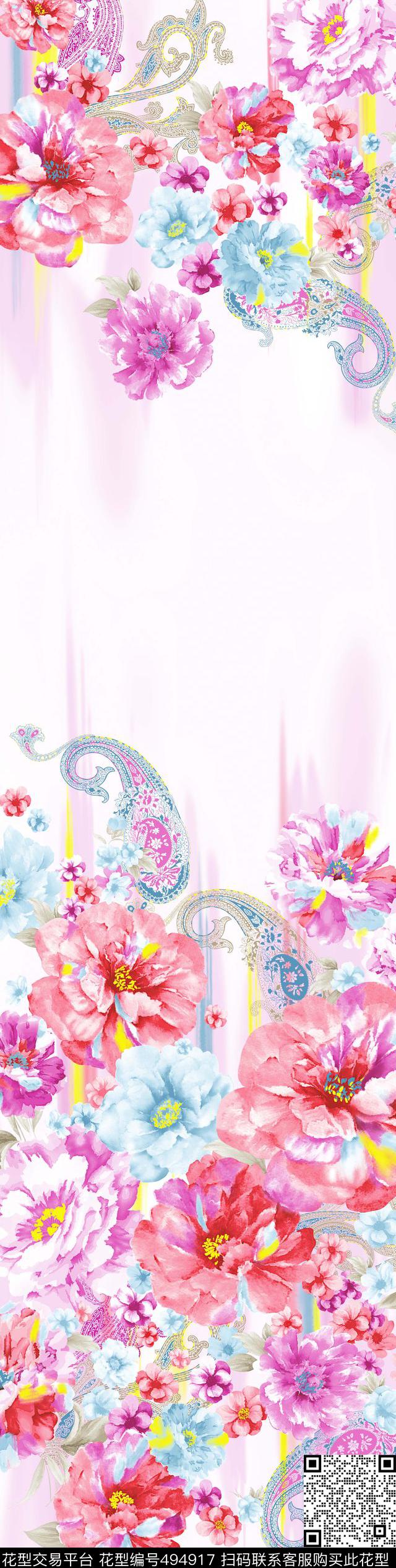 艺术家纺系列AB版 - 494917 - 抽象 花卉 时尚 - 数码印花花型 － 床品花型设计 － 瓦栏