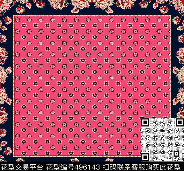 深色.长裙印花 - 496143 - 休闲 清新 分色 - 传统印花花型 － 女装花型设计 － 瓦栏