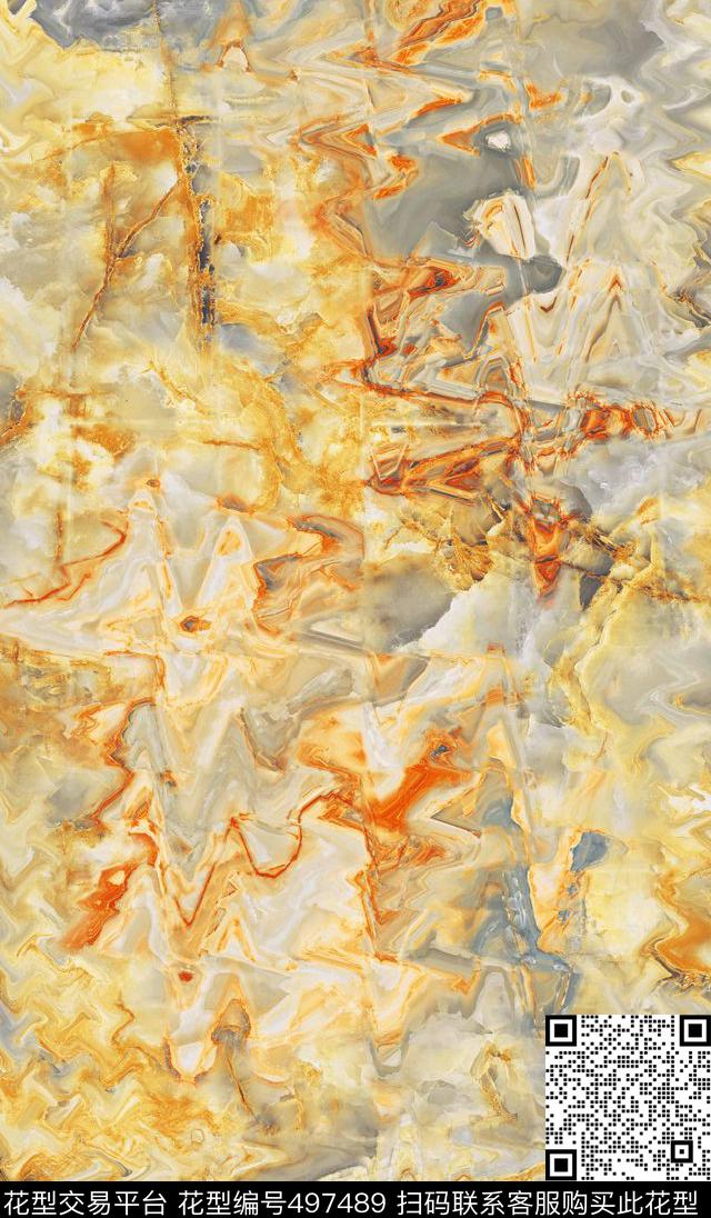原创时尚潮流矿石纹理艺术印花 - 497489 - 风景 潮流时尚大牌 绚丽抽象水波纹 - 数码印花花型 － 其他花型设计 － 瓦栏