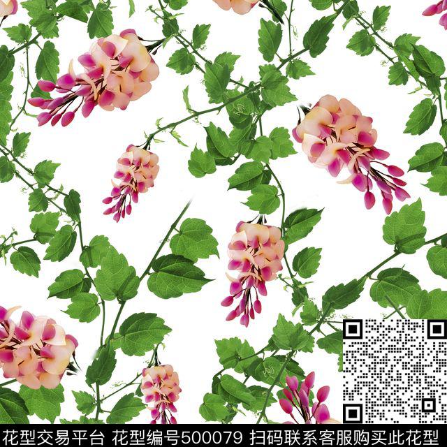 紫藤花 - 500079 - 时尚 数码 1色 - 数码印花花型 － 女装花型设计 － 瓦栏