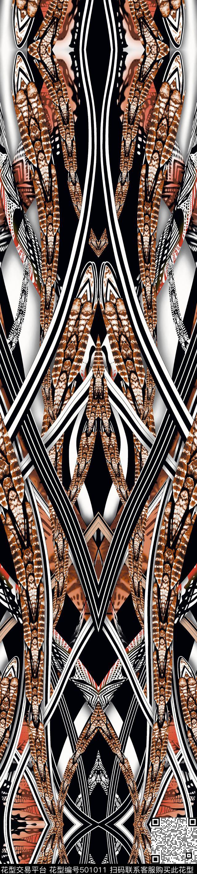 几何抽象豹纹 - 501011 - 几何 时尚 时装 - 传统印花花型 － 女装花型设计 － 瓦栏