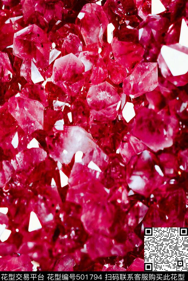 水晶宝石自然大理石肌理服装花型 - 501794 - 水晶 宝石 自然 - 数码印花花型 － 女装花型设计 － 瓦栏