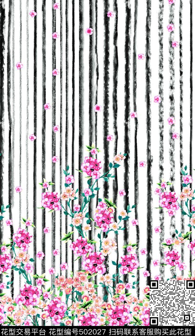 数码清新花卉 - 502027 - 现代 花卉 数码 - 数码印花花型 － 女装花型设计 － 瓦栏