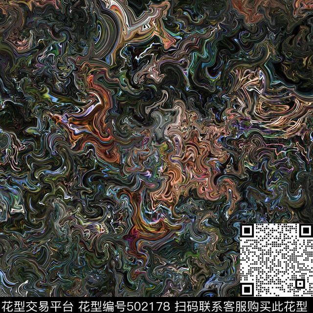 幻想 - 502178 - G抽象未来 时尚 未来感 - 数码印花花型 － 男装花型设计 － 瓦栏