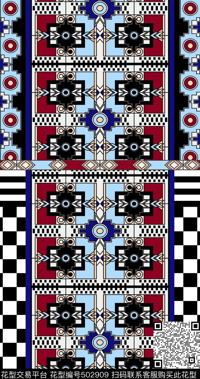 欧式宫廷几何 - 502909 - 宫廷几何 几何、方块、拼接 休闲 - 传统印花花型 － 女装花型设计 － 瓦栏