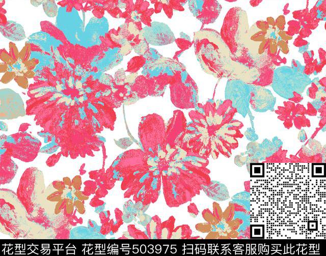 花的世界 - 503975 - 田园 花卉 明亮 - 传统印花花型 － 女装花型设计 － 瓦栏